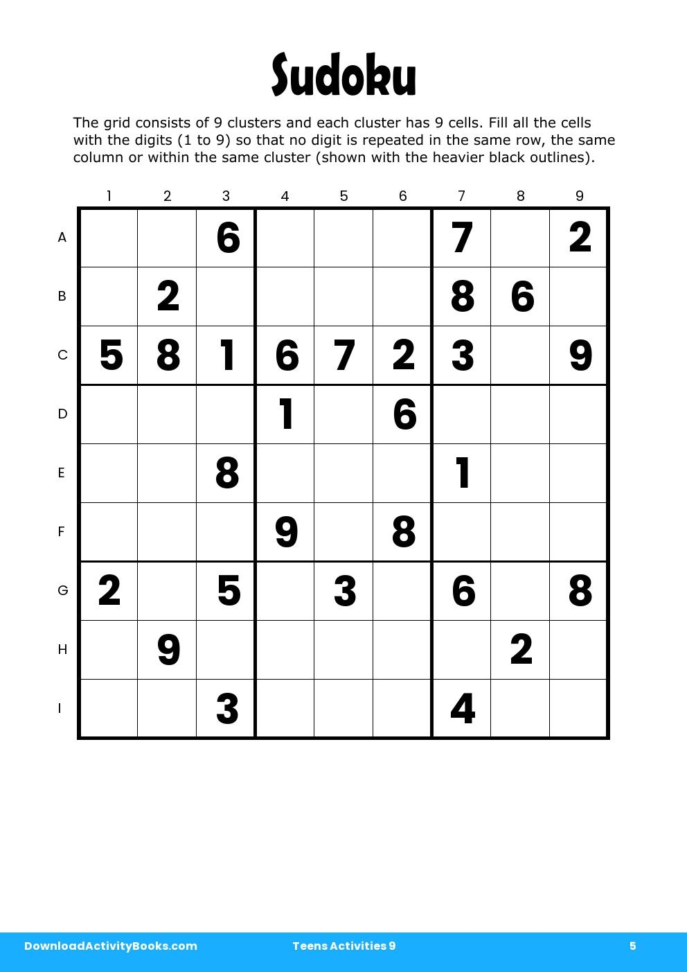 Sudoku in Teens Activities 9