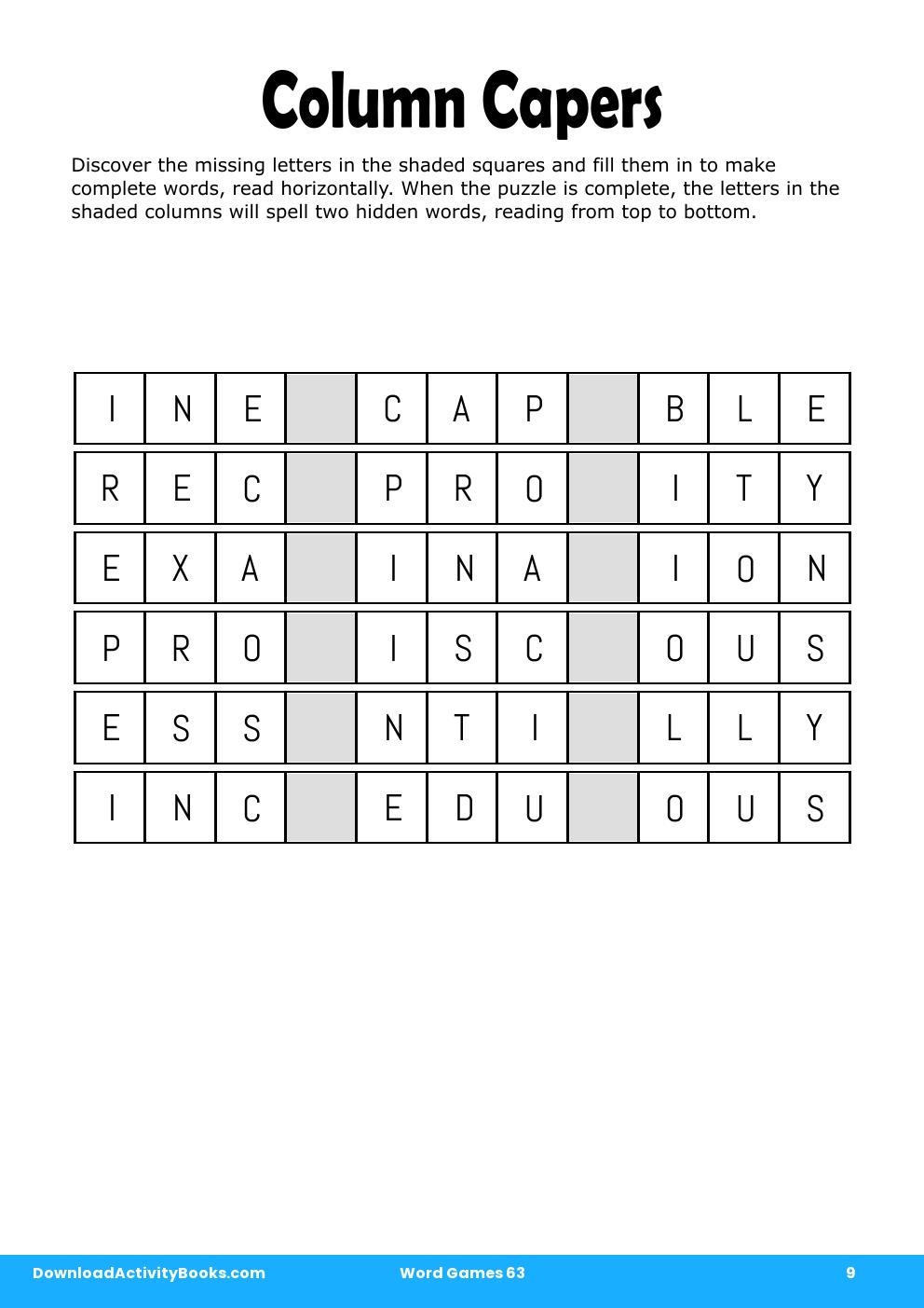 Column Capers in Word Games 63