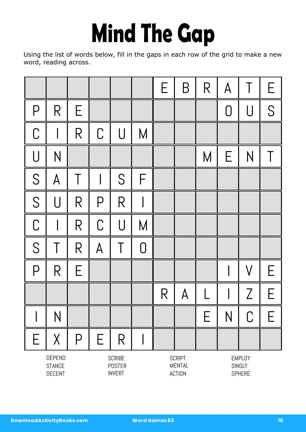 Mind The Gap in Word Games 63