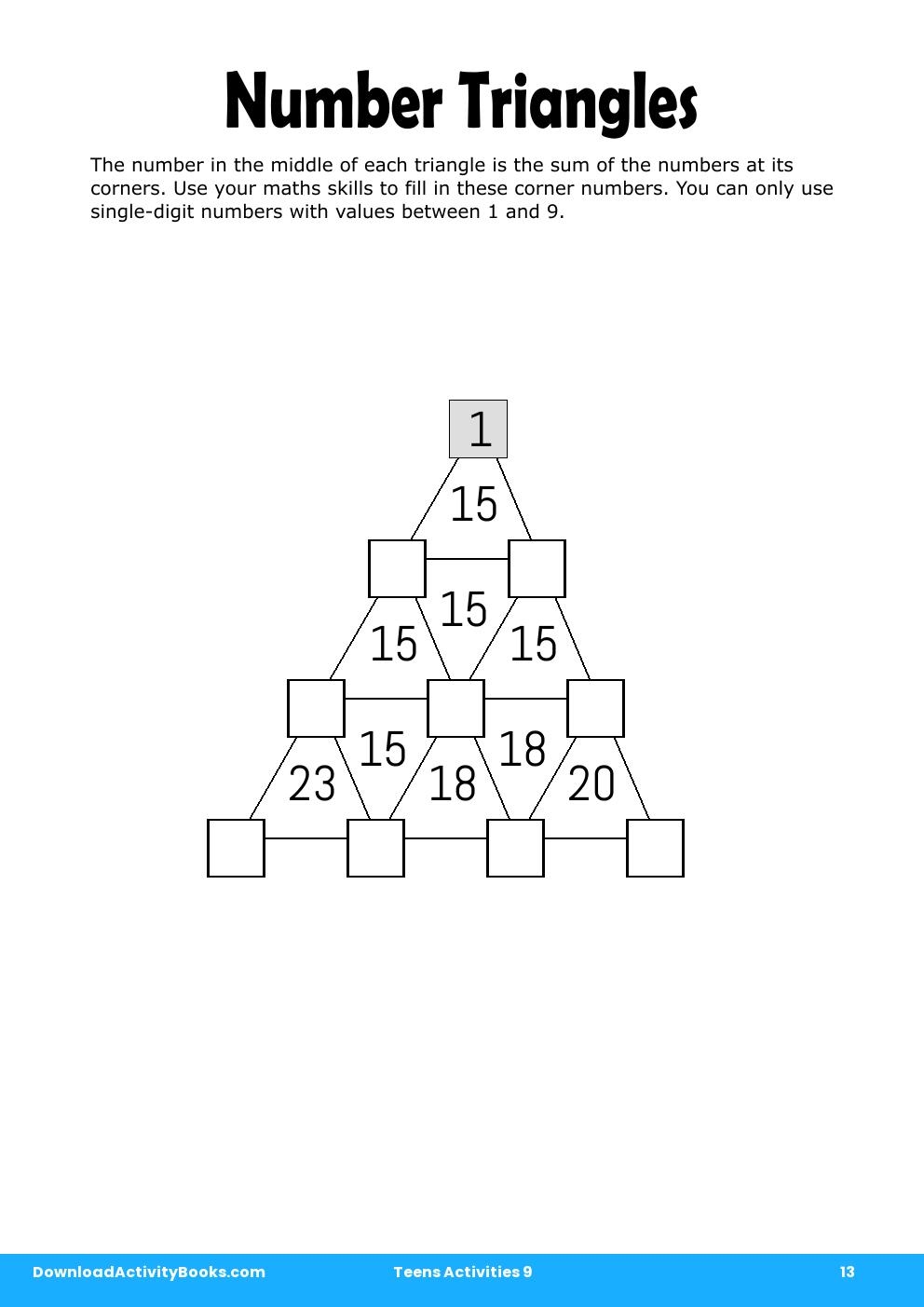 Number Triangles in Teens Activities 9
