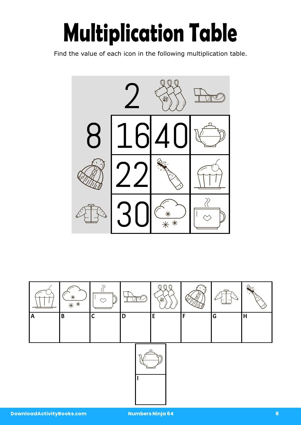 Multiplication Table in Numbers Ninja 64