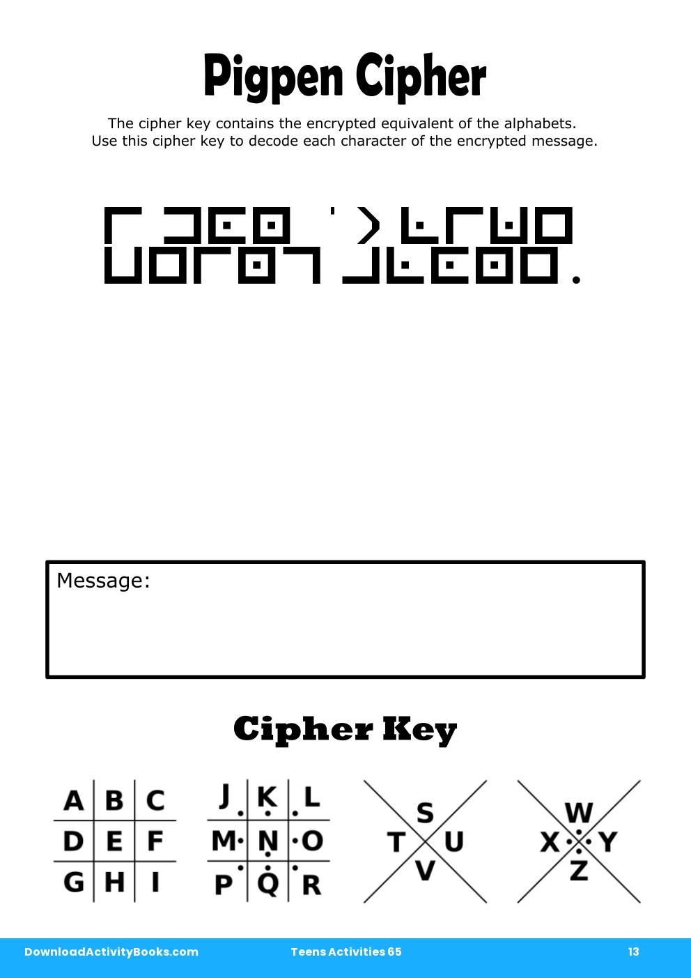 Pigpen Cipher in Teens Activities 65