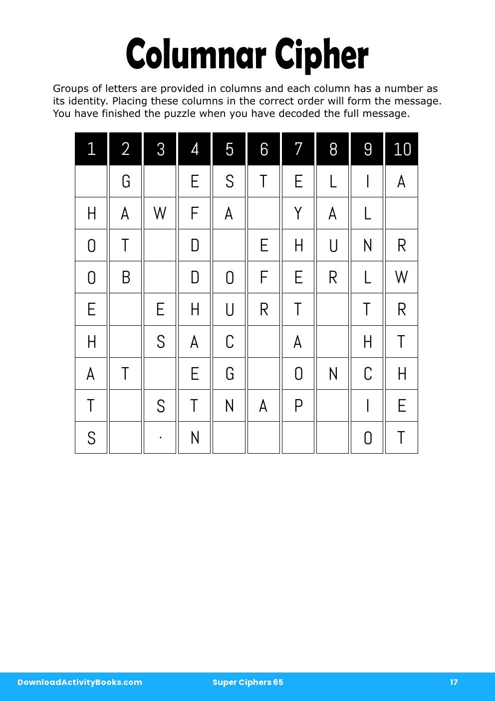 Columnar Cipher in Super Ciphers 65