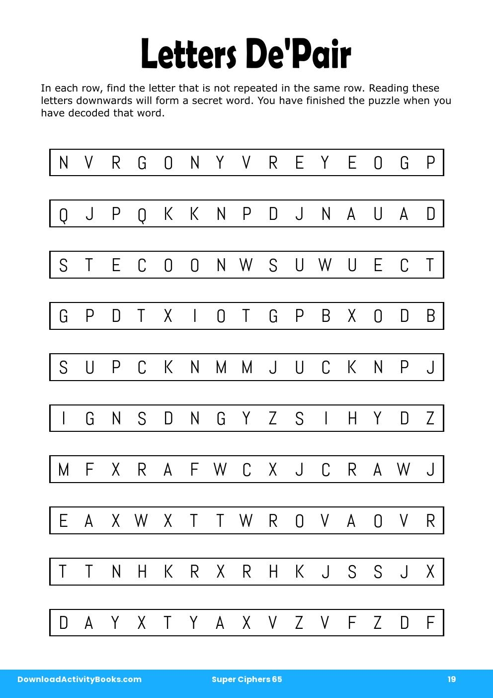 Letters De'Pair in Super Ciphers 65