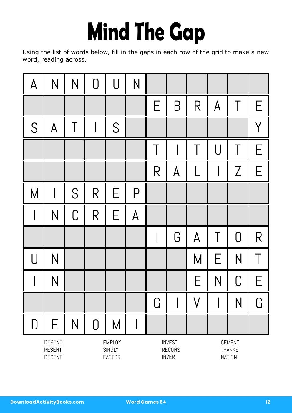 Mind The Gap in Word Games 64