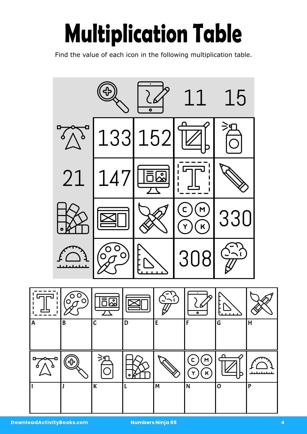 Multiplication Table in Numbers Ninja 65