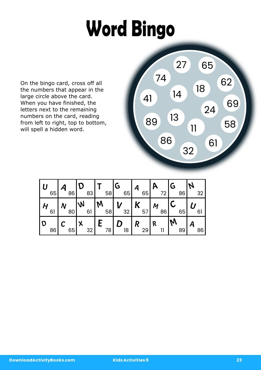 Word Bingo in Kids Activities 9
