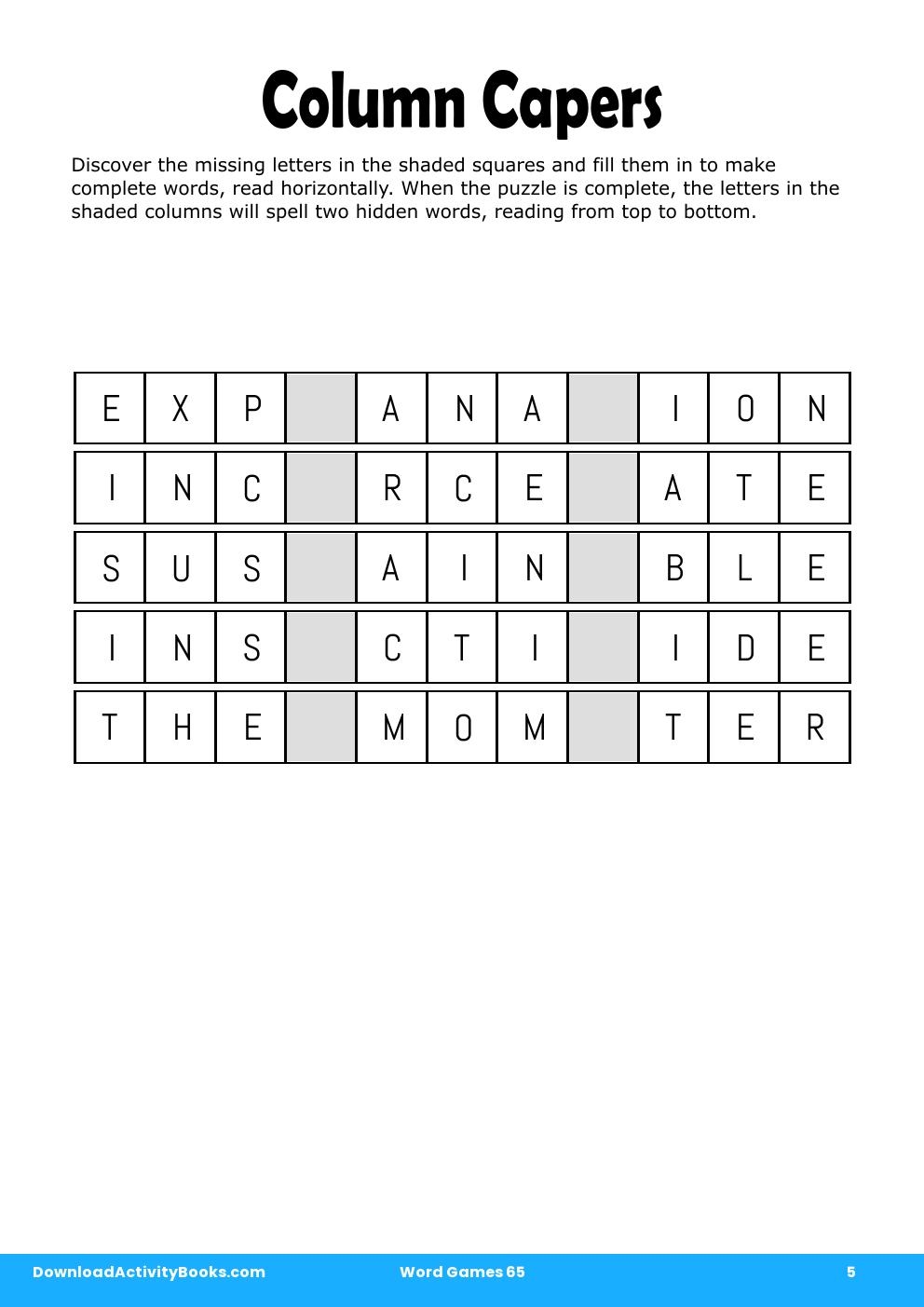 Column Capers in Word Games 65