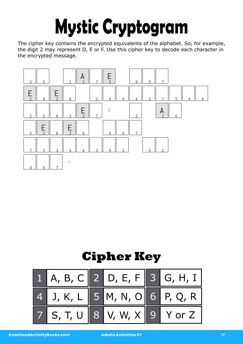 Mystic Cryptogram in Adults Activities 67