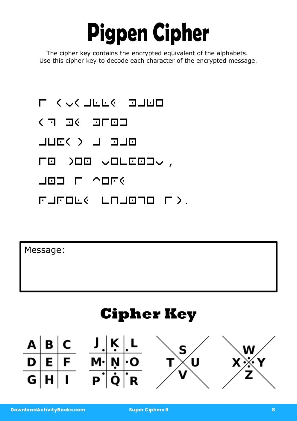 Pigpen Cipher in Super Ciphers 9