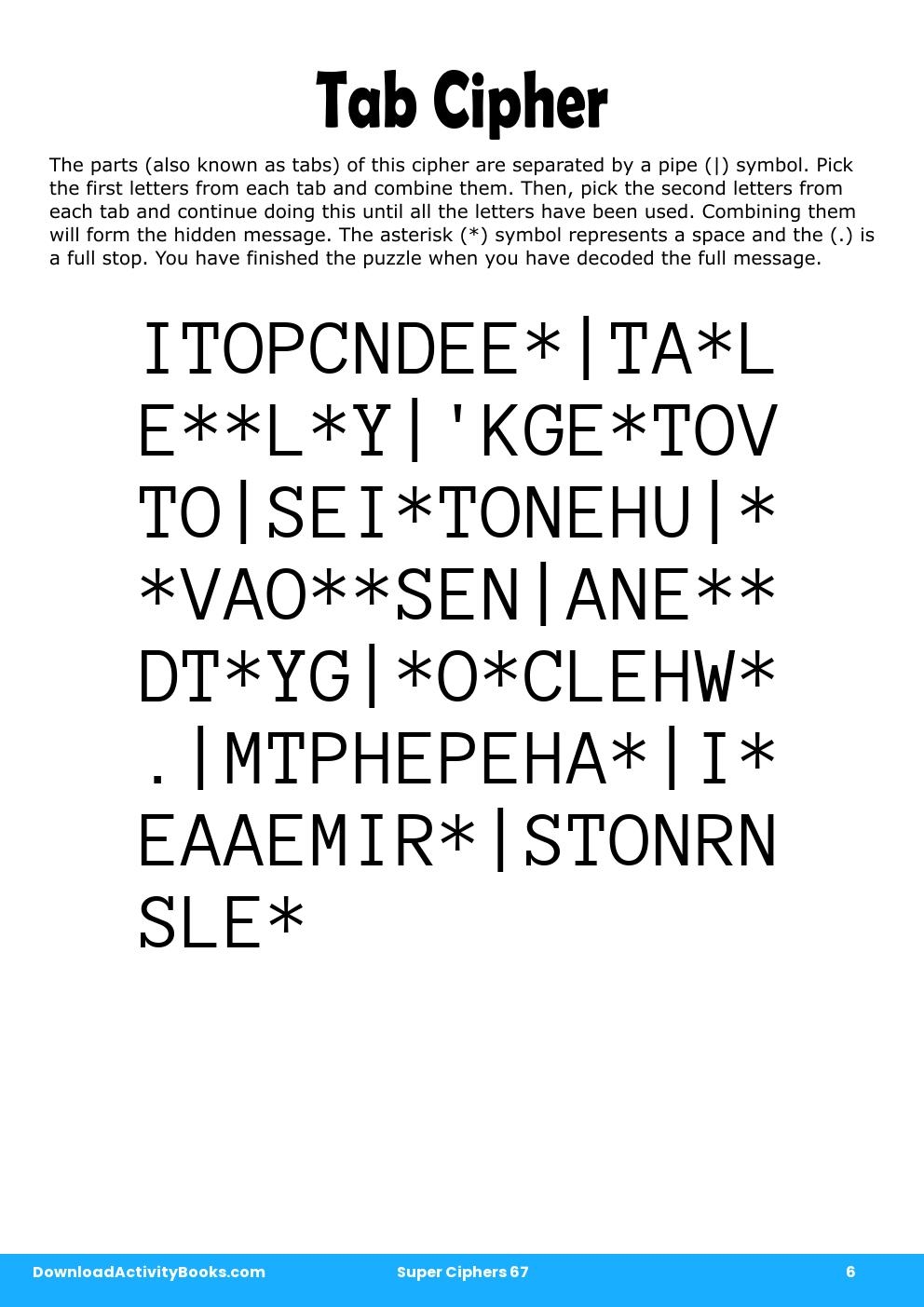 Tab Cipher in Super Ciphers 67
