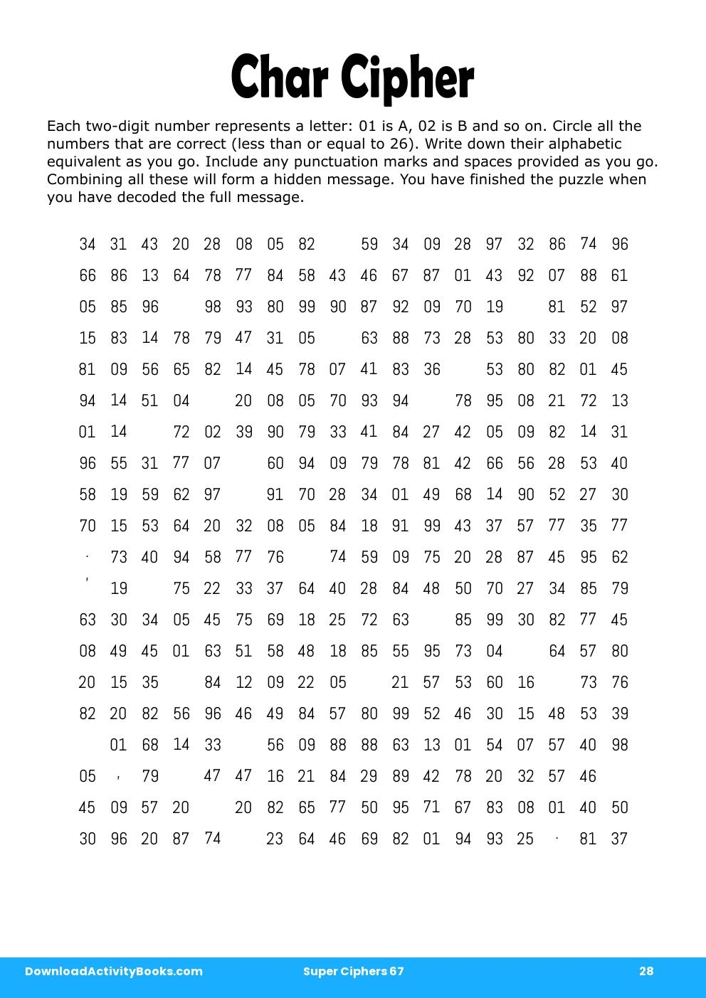 Char Cipher in Super Ciphers 67