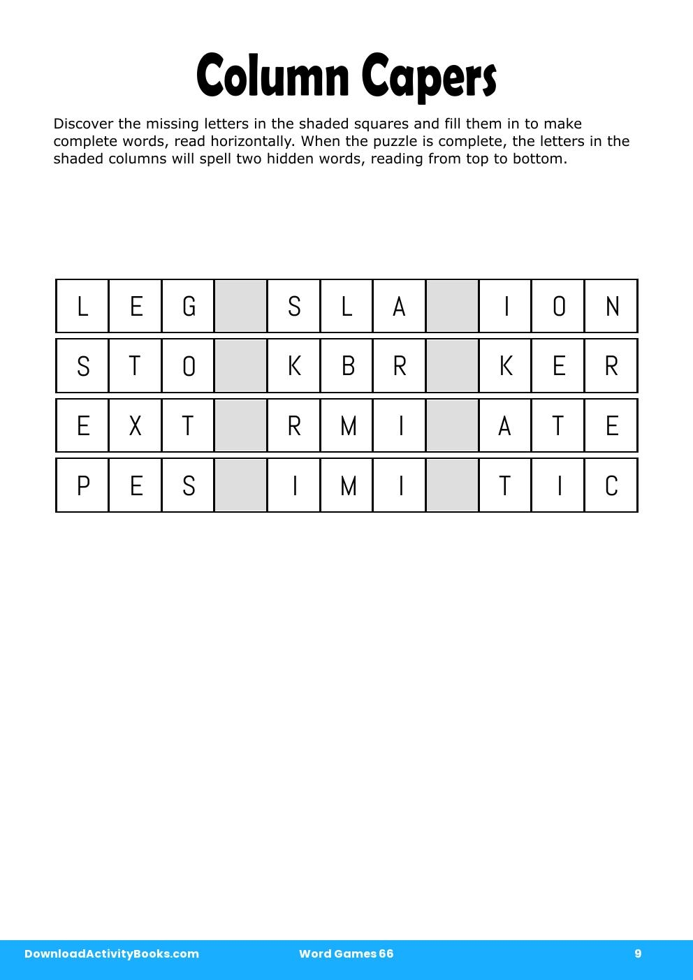 Column Capers in Word Games 66