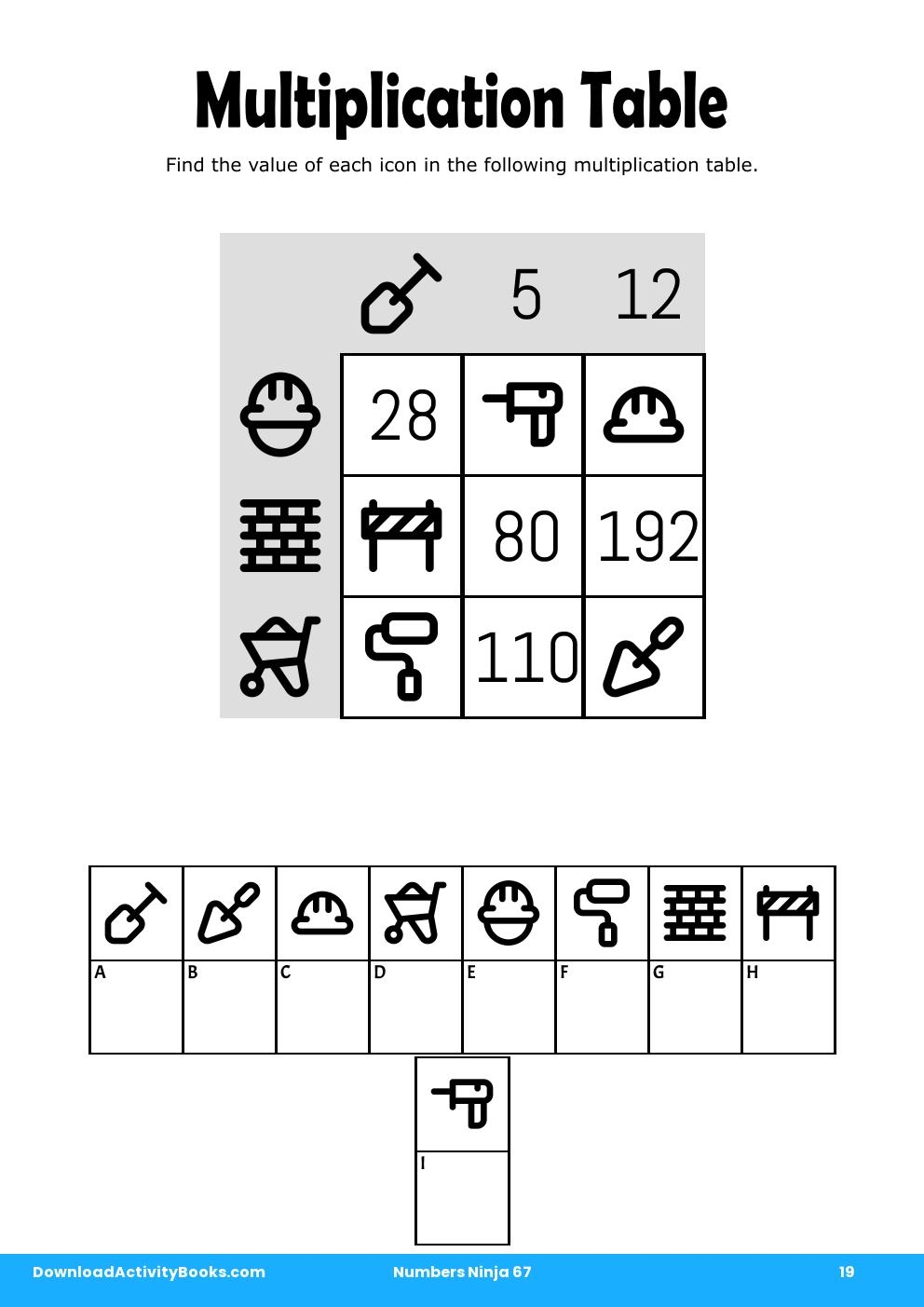 Multiplication Table in Numbers Ninja 67
