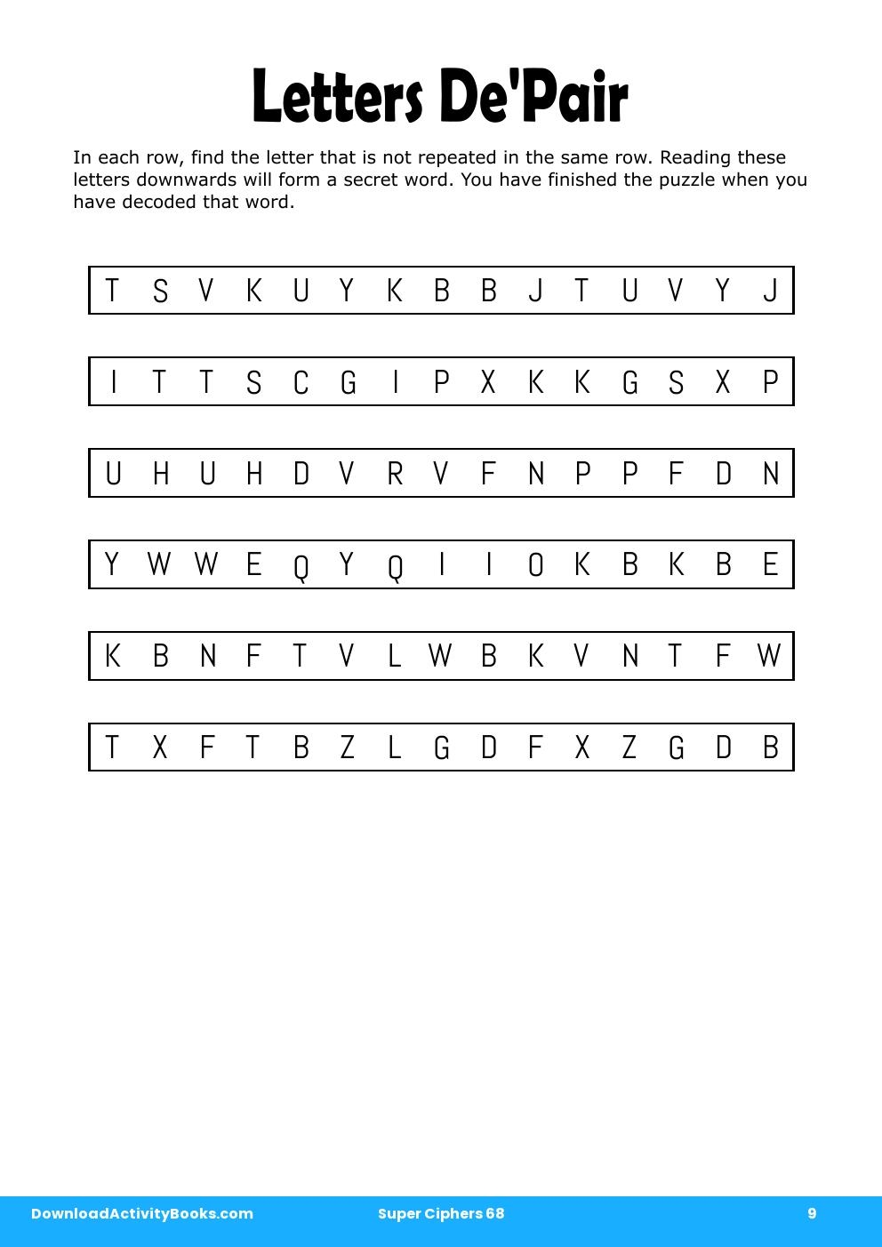 Letters De'Pair in Super Ciphers 68
