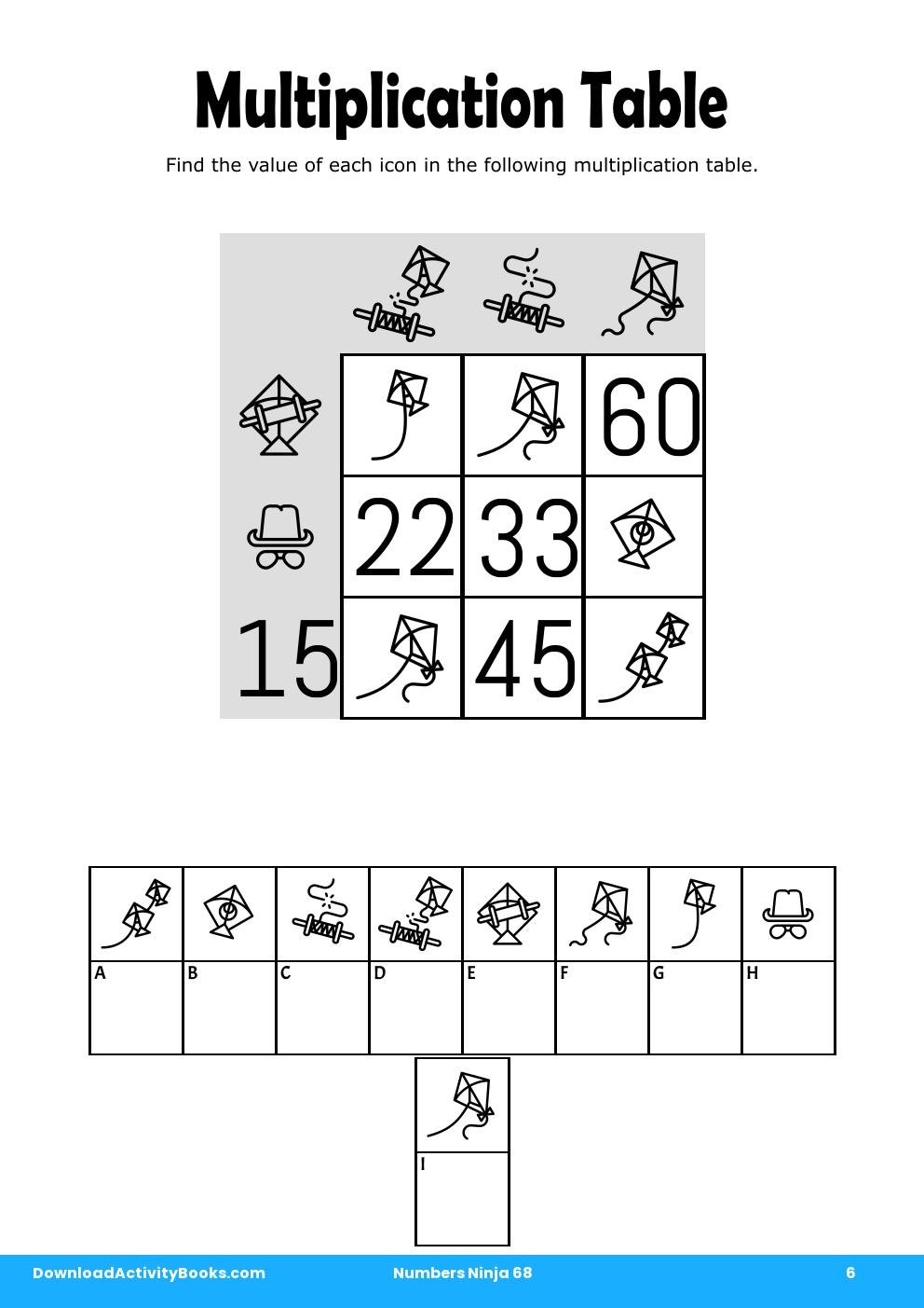 Multiplication Table in Numbers Ninja 68