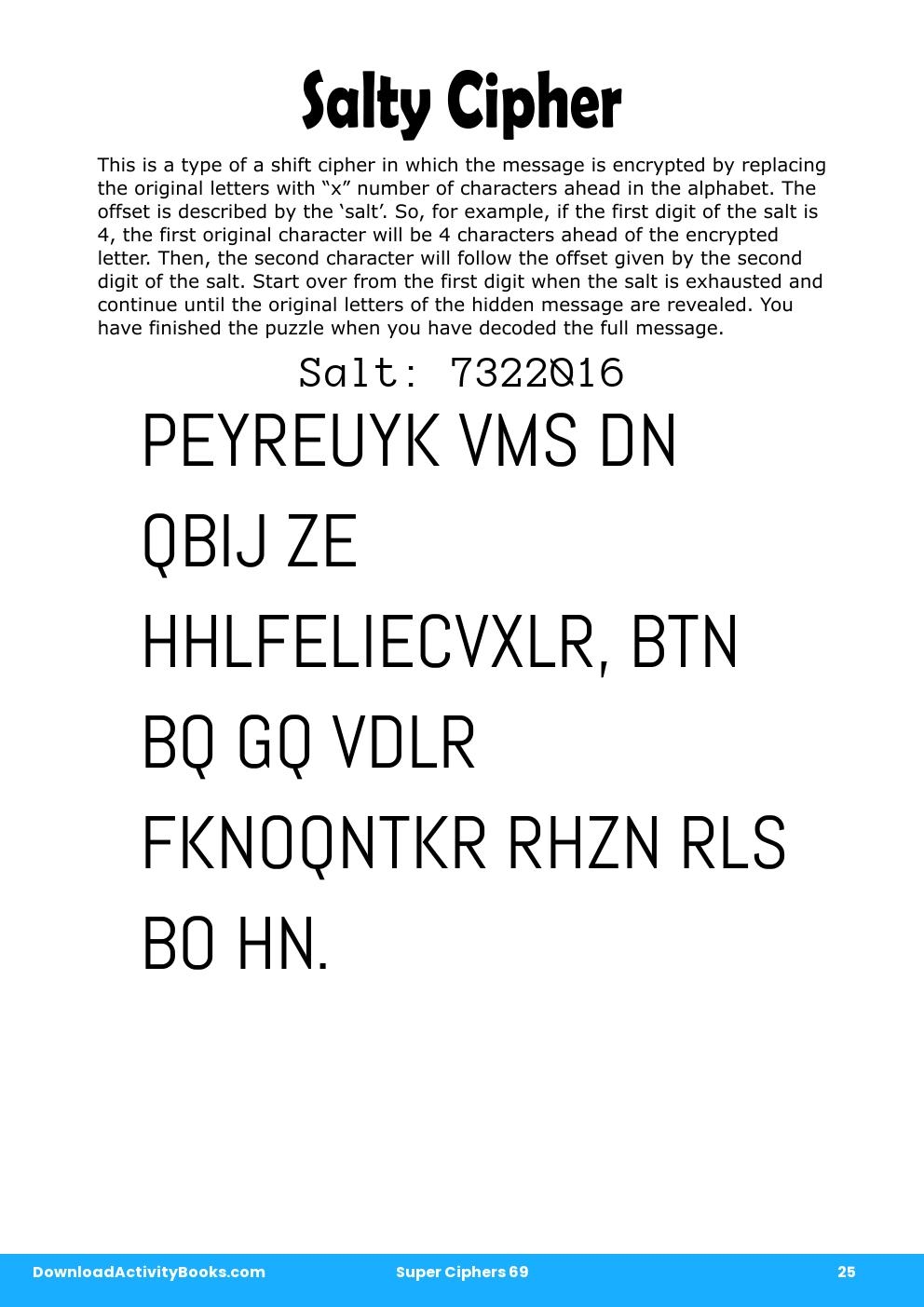 Salty Cipher in Super Ciphers 69