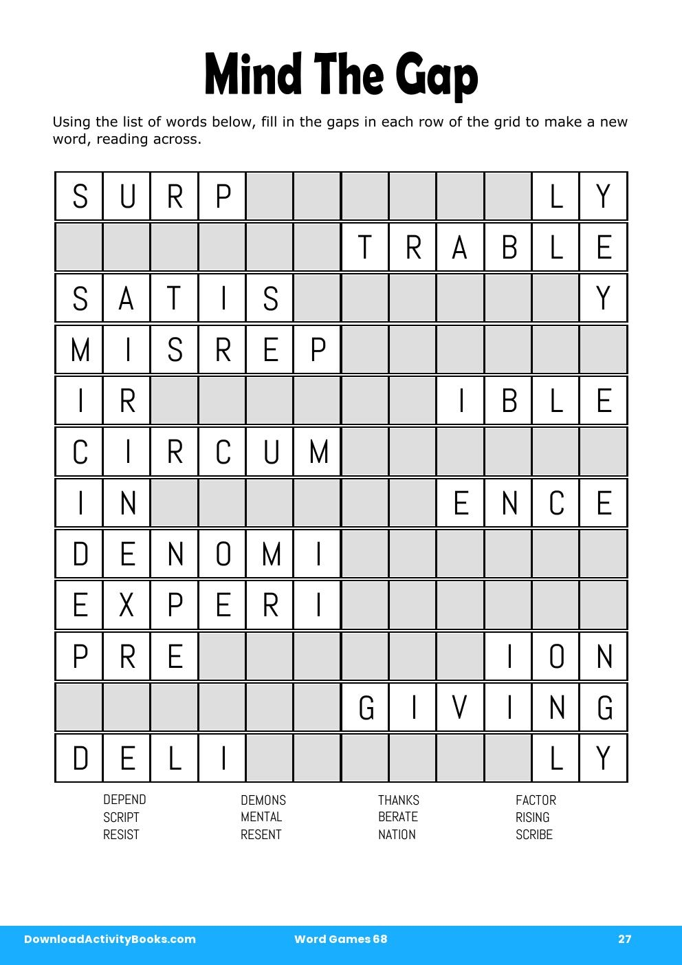 Mind The Gap in Word Games 68