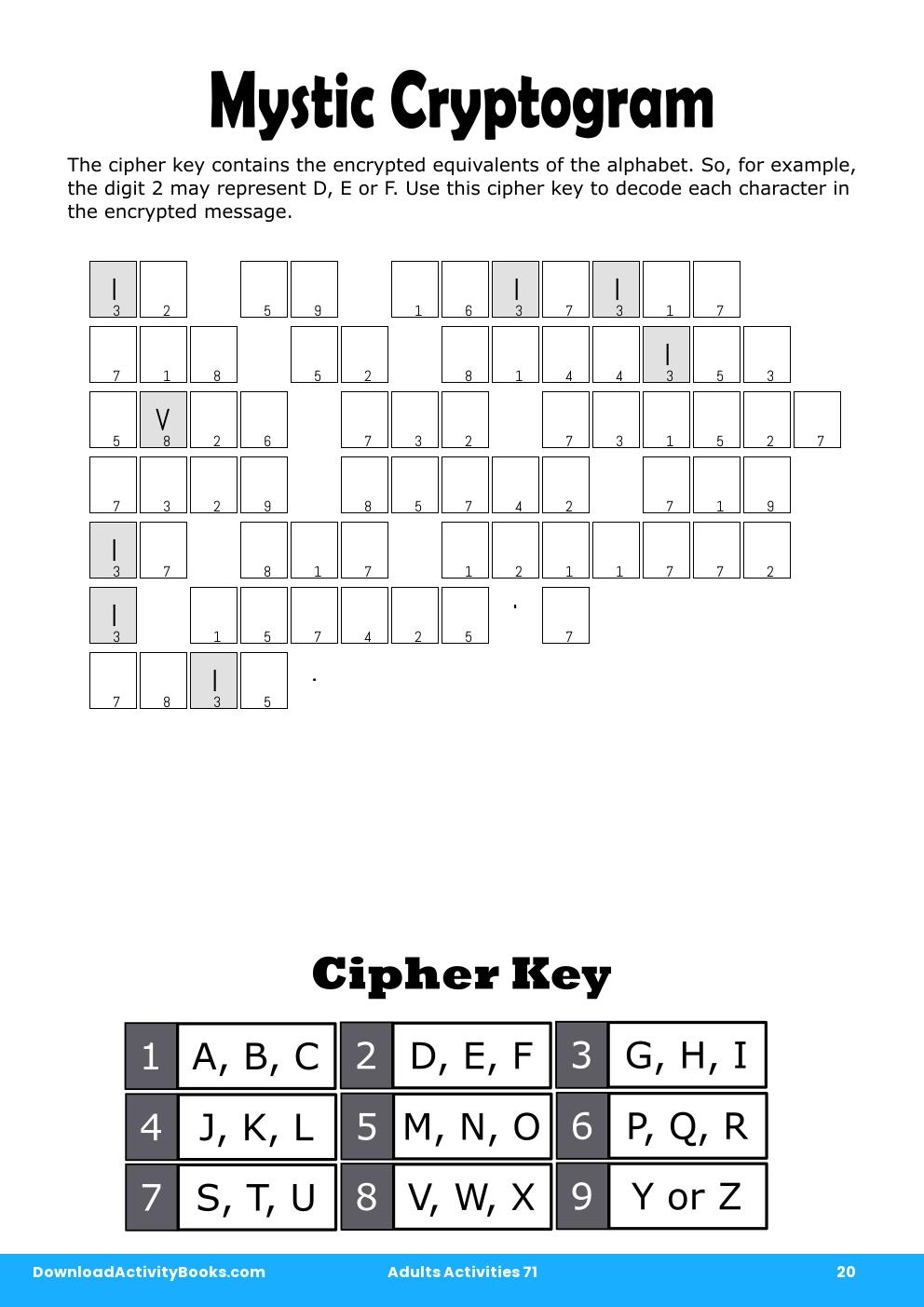 Mystic Cryptogram in Adults Activities 71