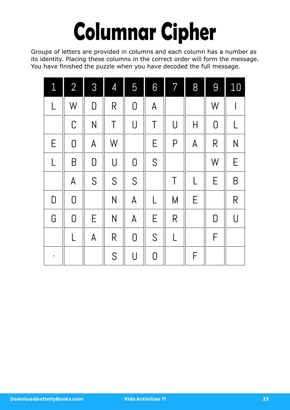 Columnar Cipher in Kids Activities 71