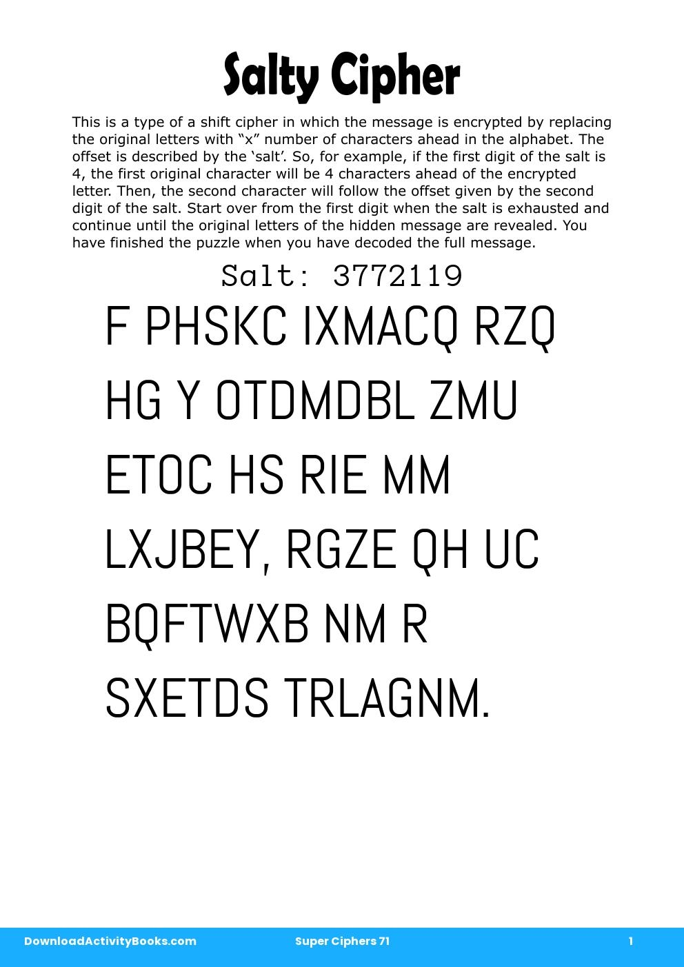 Salty Cipher in Super Ciphers 71