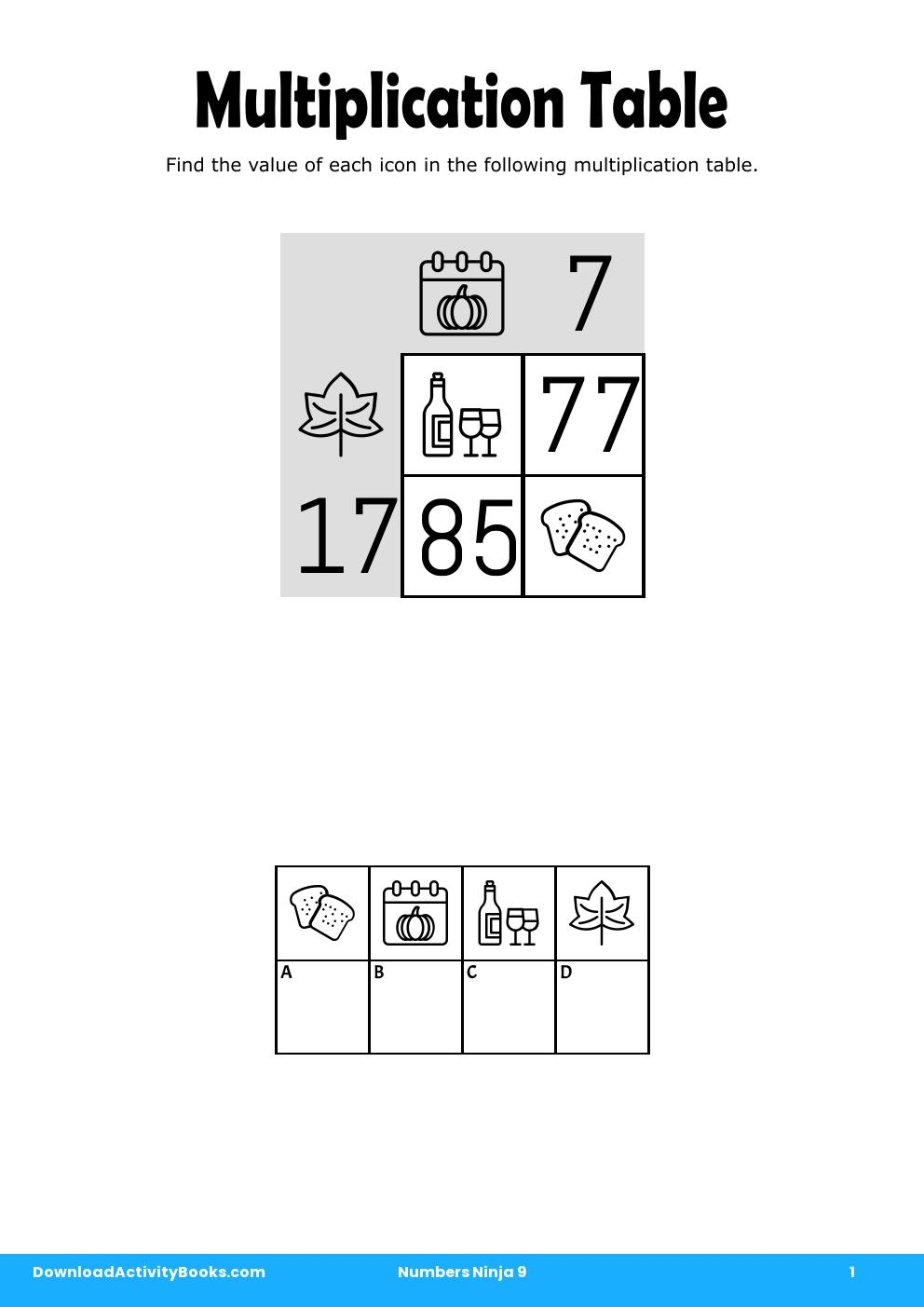 Multiplication Table in Numbers Ninja 9