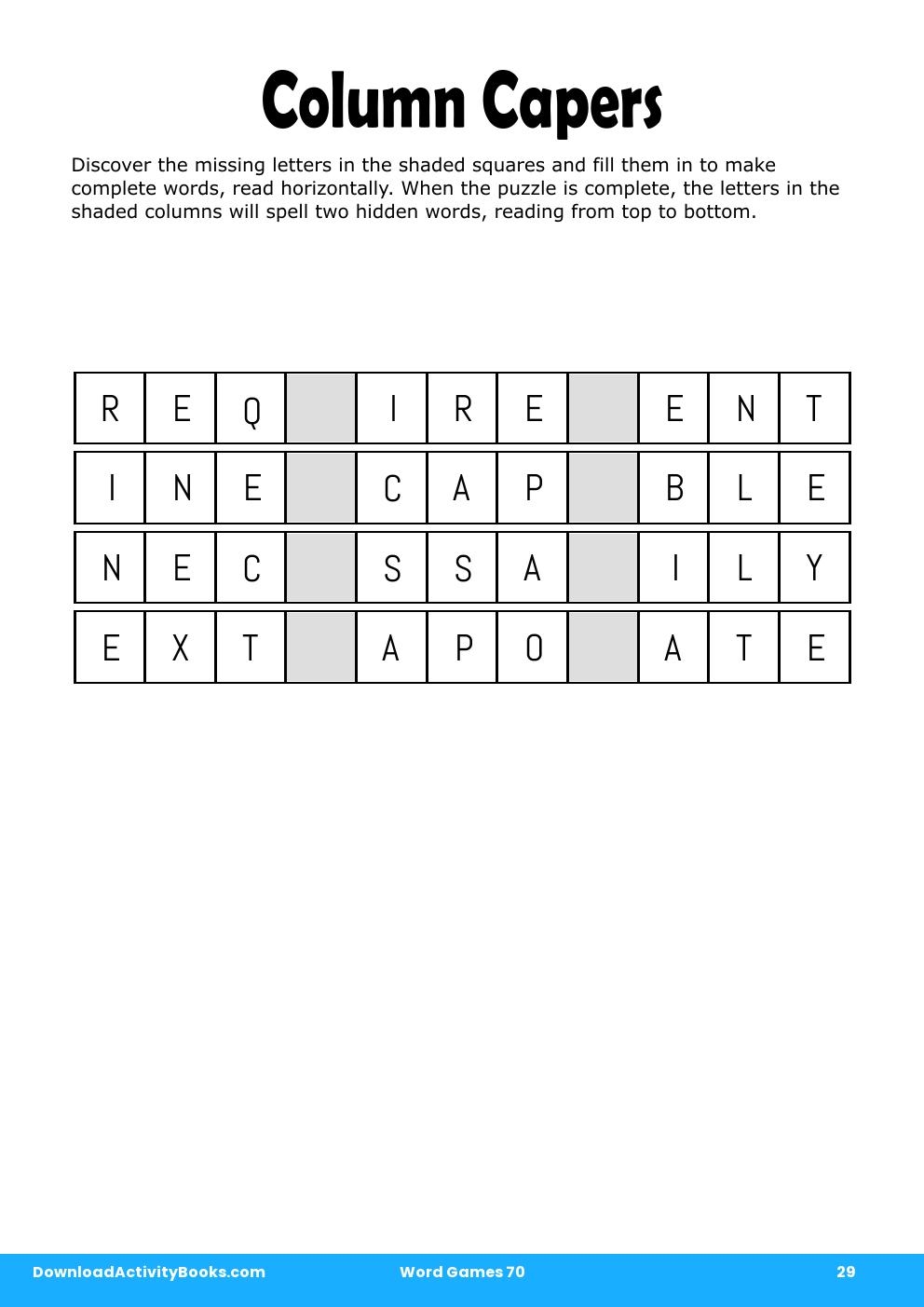 Column Capers in Word Games 70