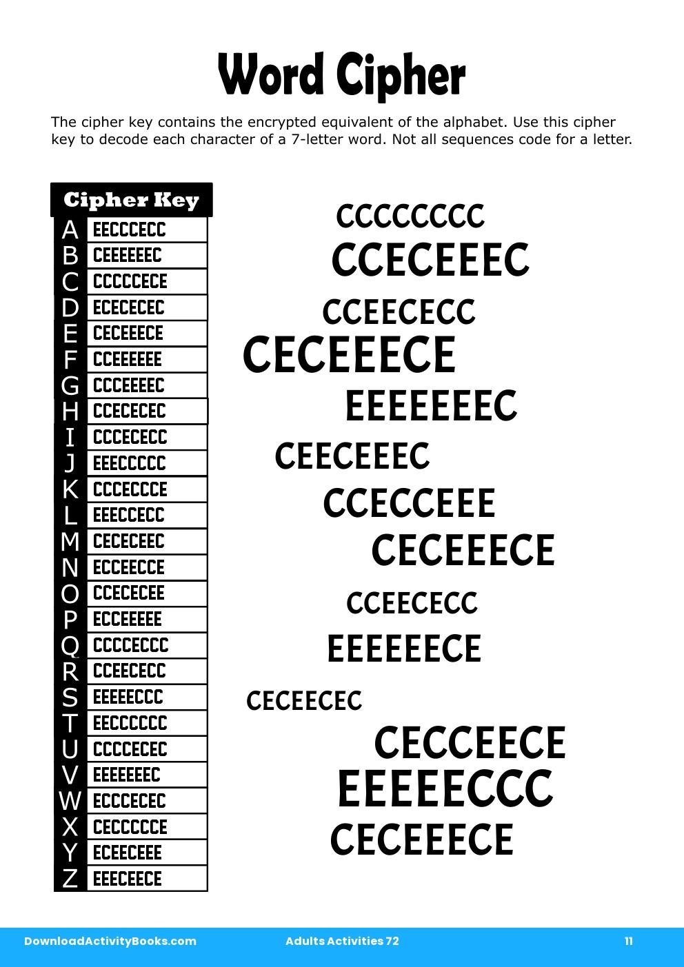 Word Cipher in Adults Activities 72