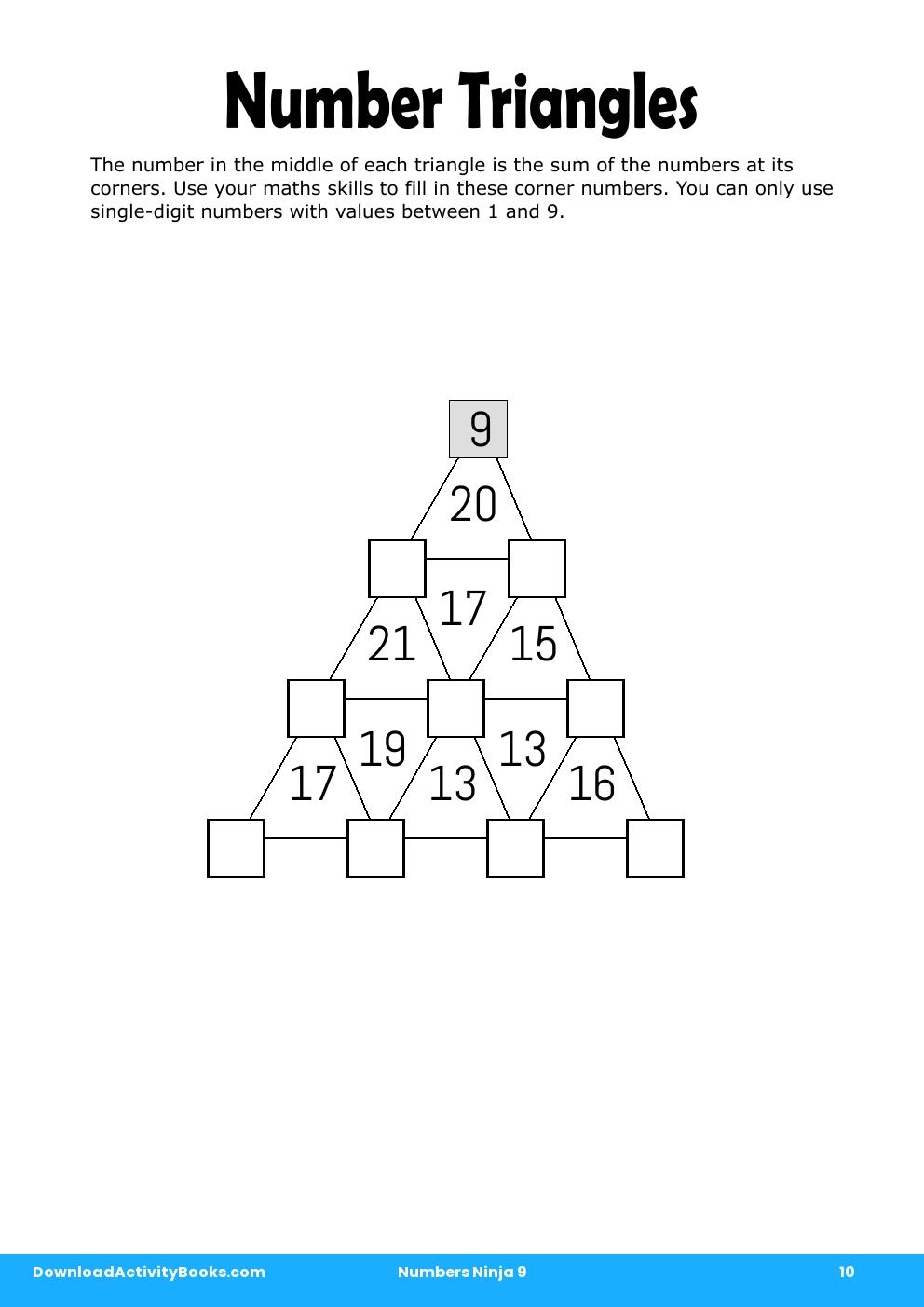 Number Triangles in Numbers Ninja 9