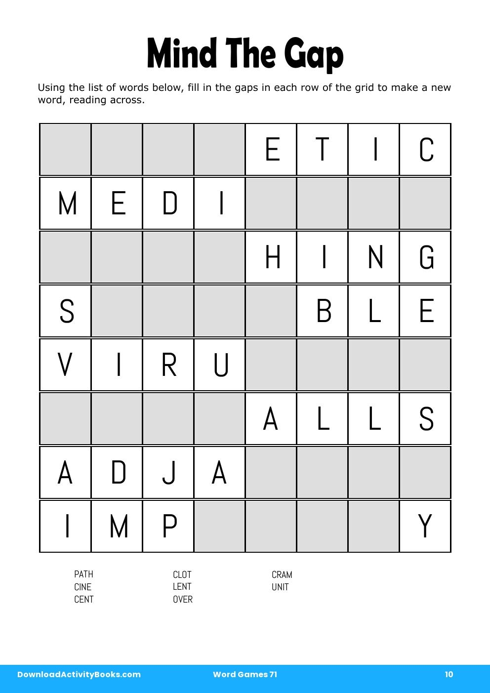 Mind The Gap in Word Games 71