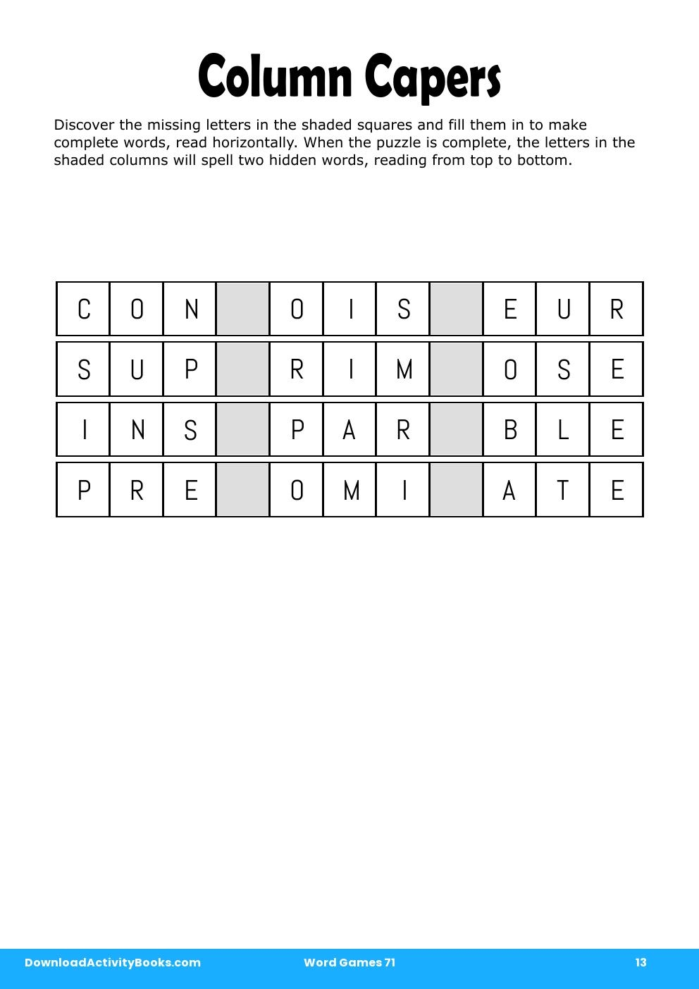 Column Capers in Word Games 71