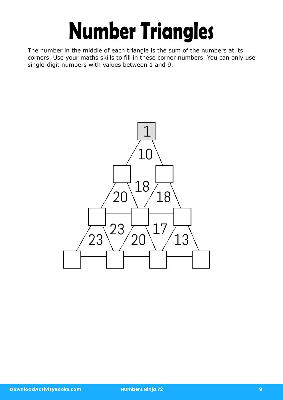 Number Triangles in Numbers Ninja 72