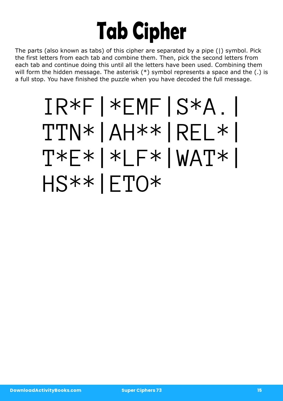 Tab Cipher in Super Ciphers 73
