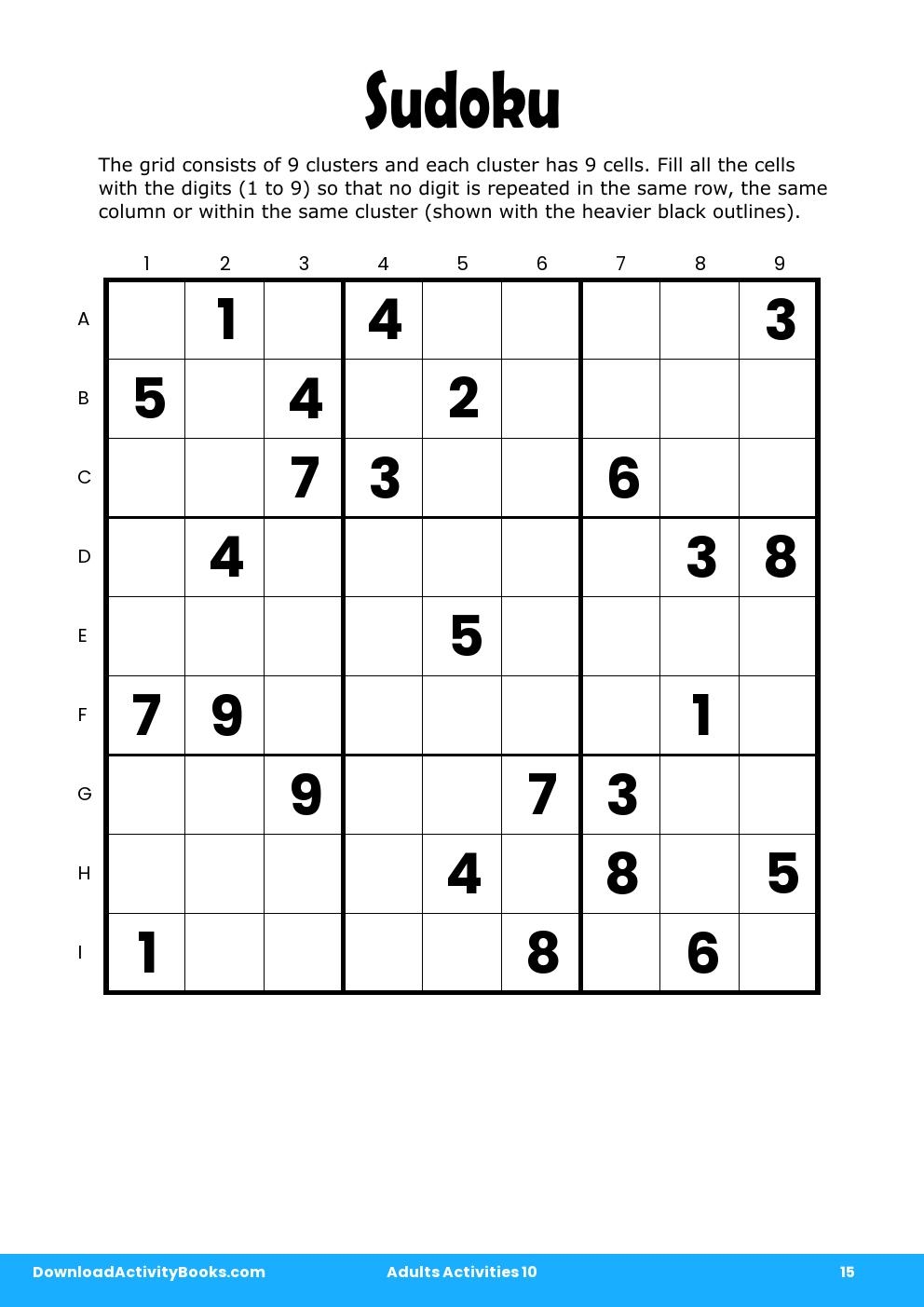 Sudoku in Adults Activities 10