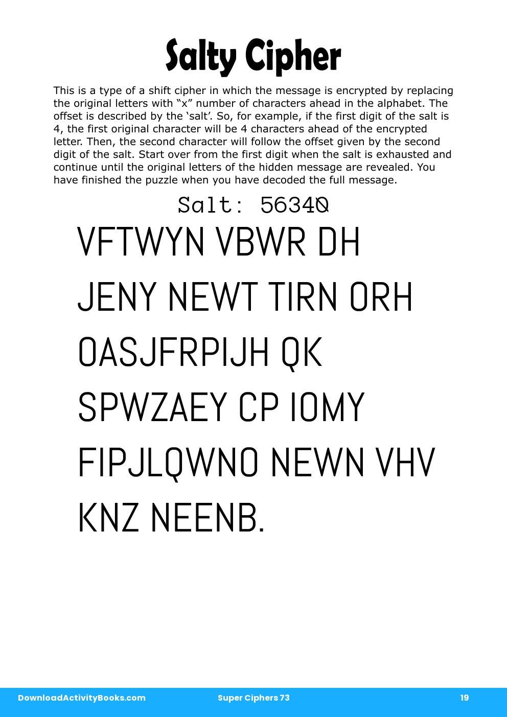 Salty Cipher in Super Ciphers 73