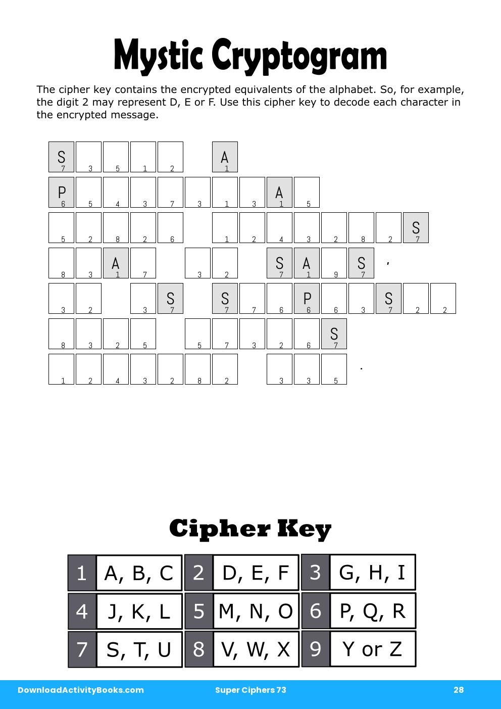 Mystic Cryptogram in Super Ciphers 73
