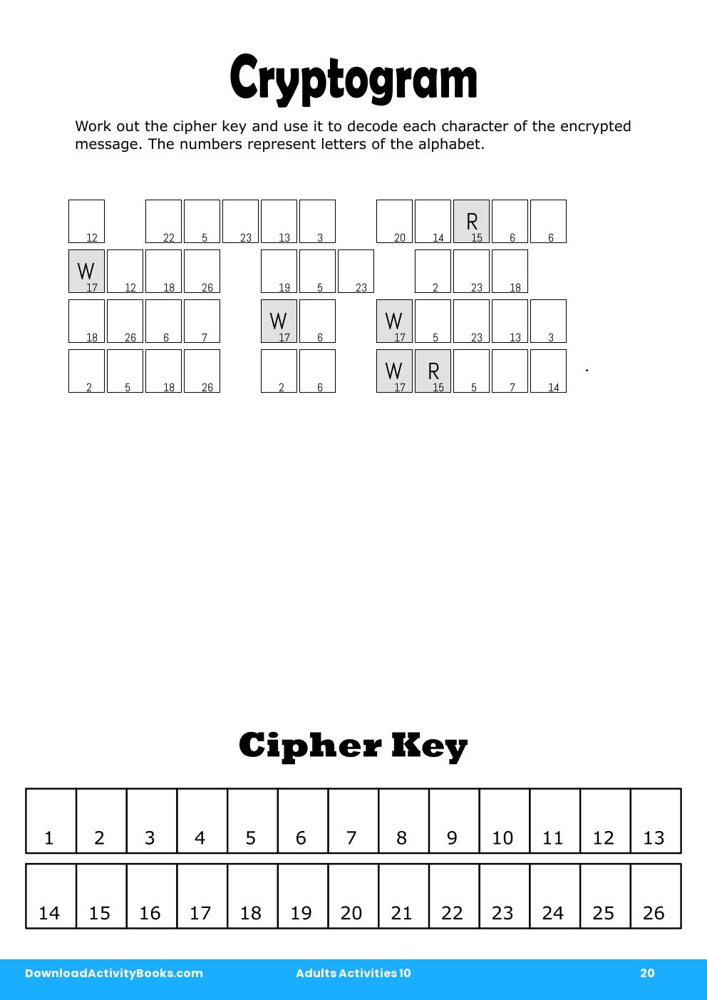 Cryptogram in Adults Activities 10