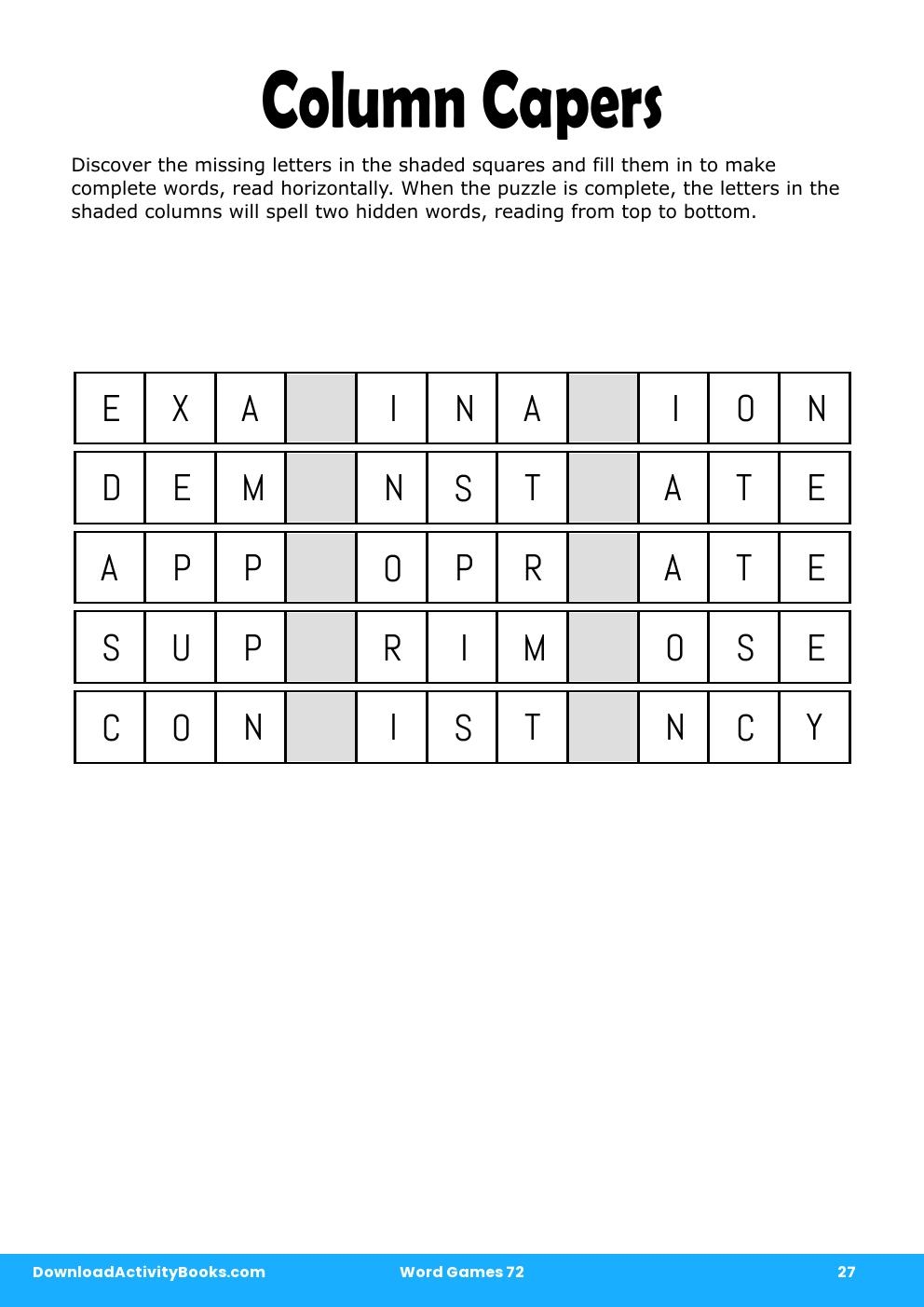 Column Capers in Word Games 72