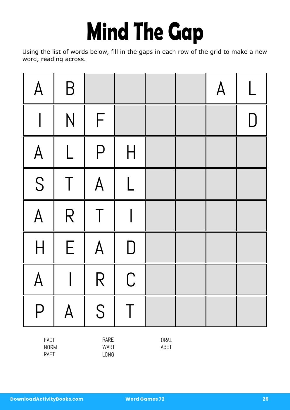 Mind The Gap in Word Games 72
