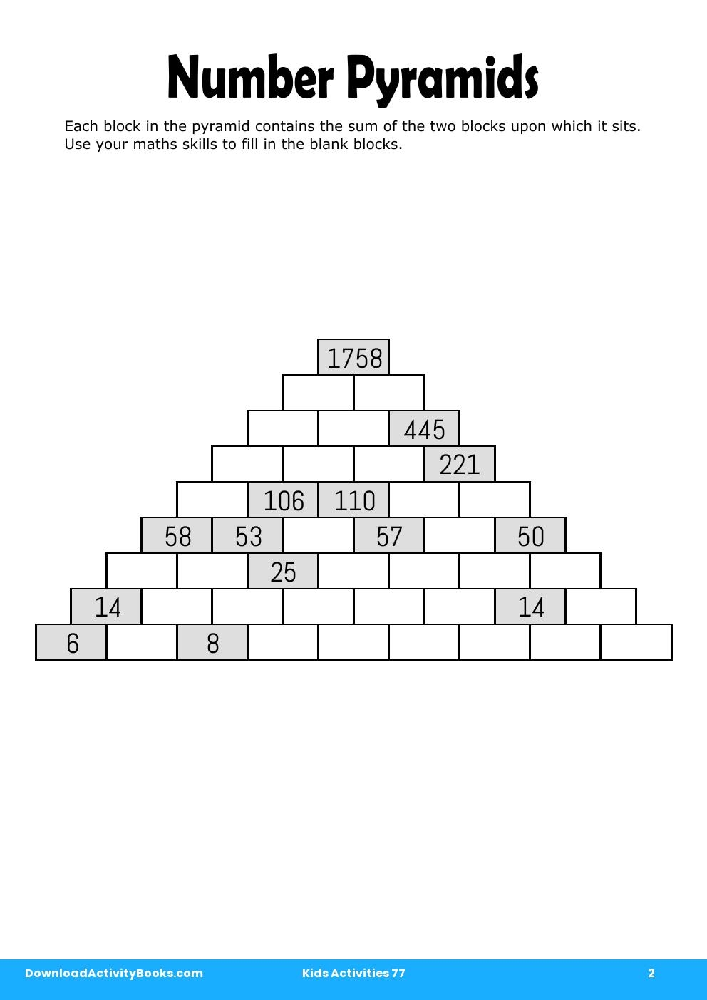 Number Pyramids in Kids Activities 77
