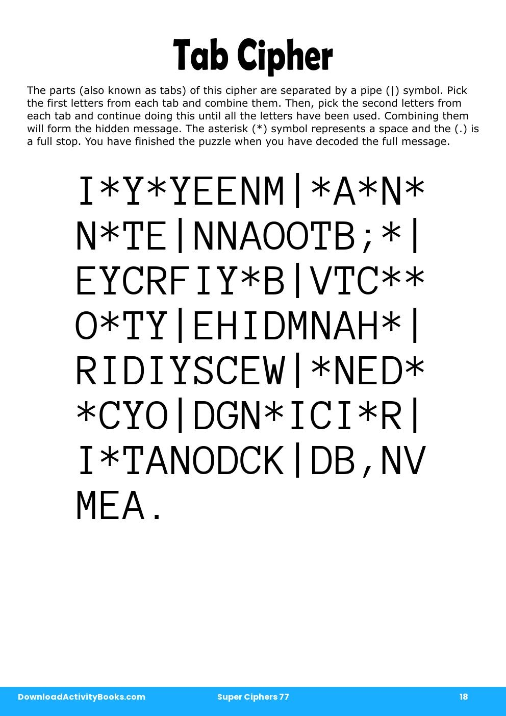 Tab Cipher in Super Ciphers 77