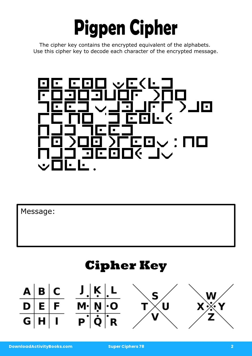 Pigpen Cipher in Super Ciphers 78