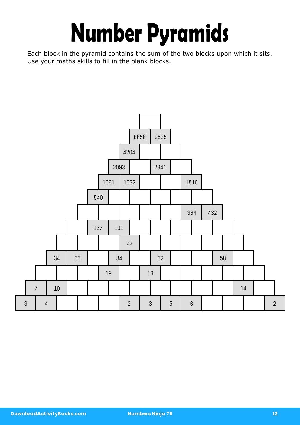 Number Pyramids in Numbers Ninja 78