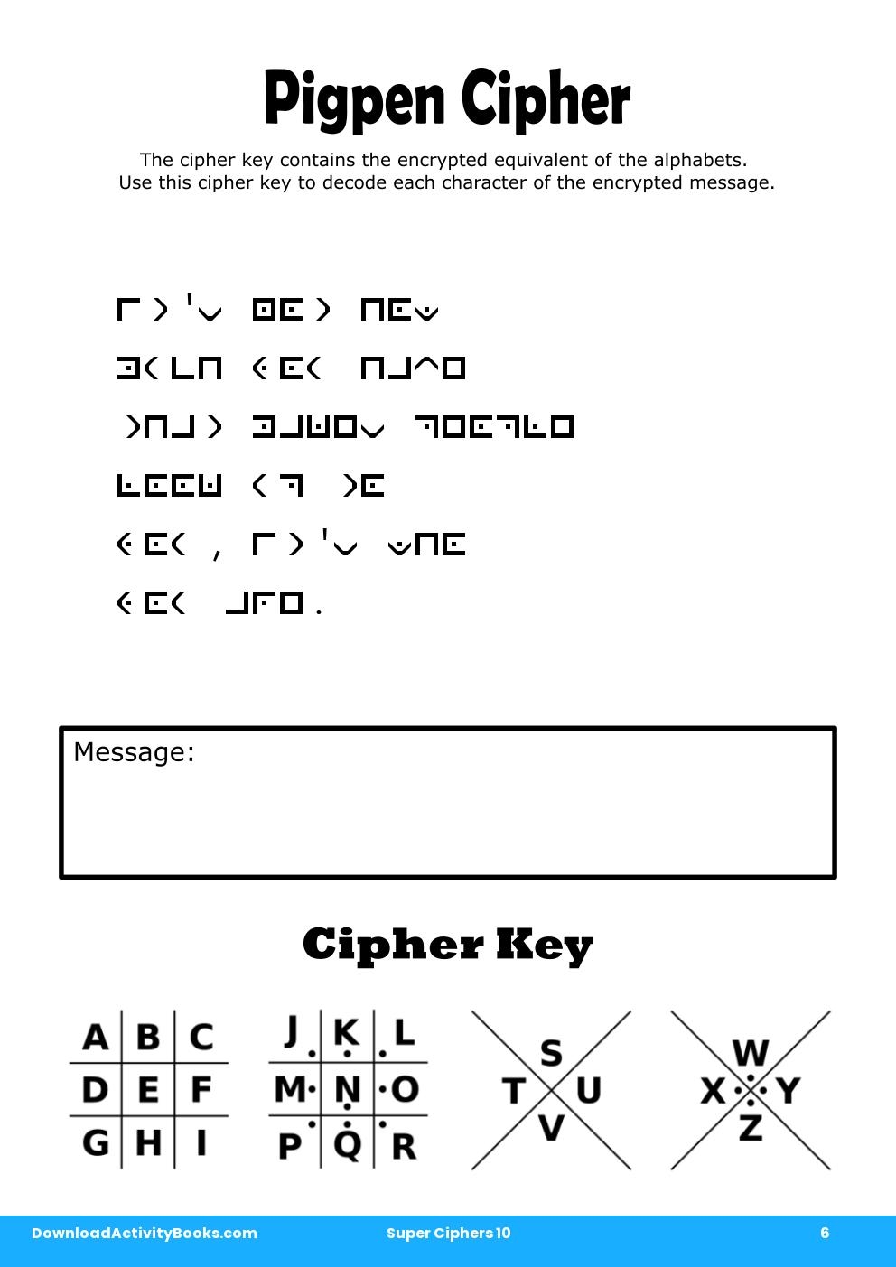 Pigpen Cipher in Super Ciphers 10
