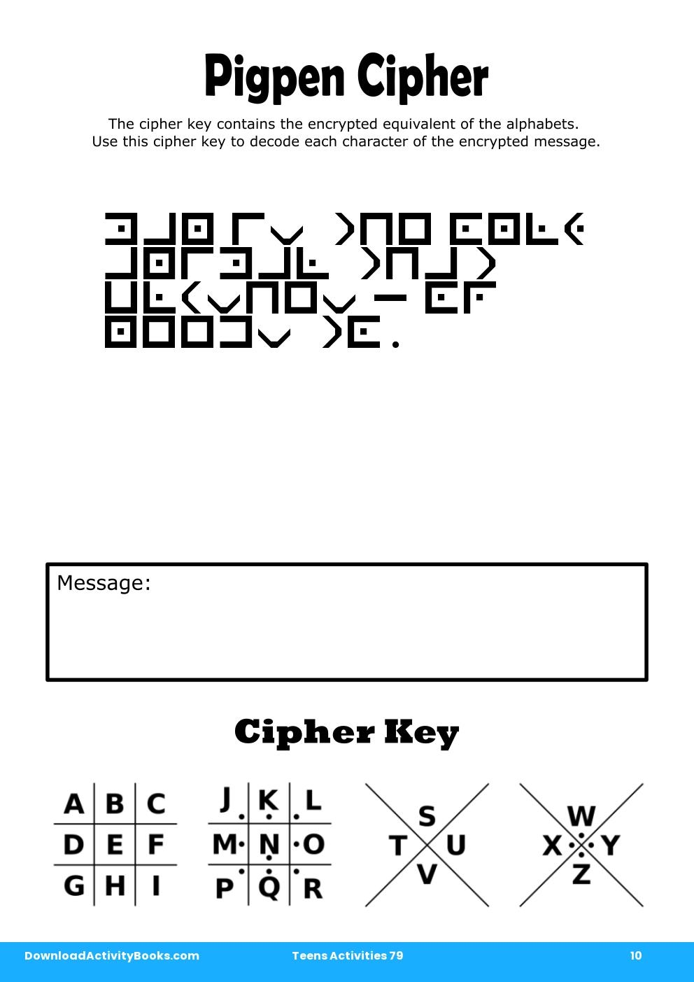 Pigpen Cipher in Teens Activities 79