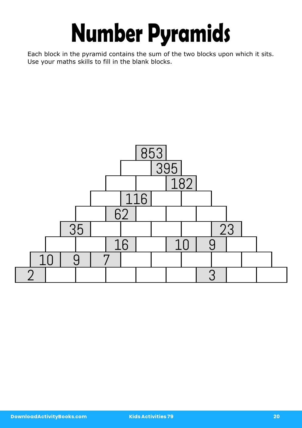 Number Pyramids in Kids Activities 79