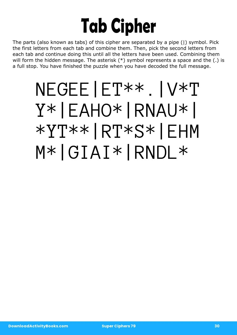 Tab Cipher in Super Ciphers 79