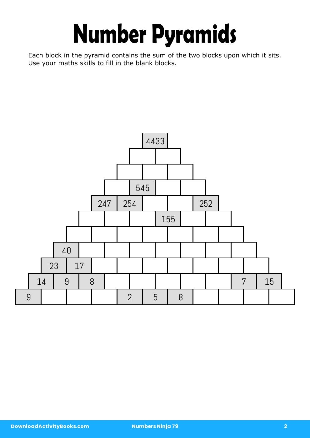 Number Pyramids in Numbers Ninja 79
