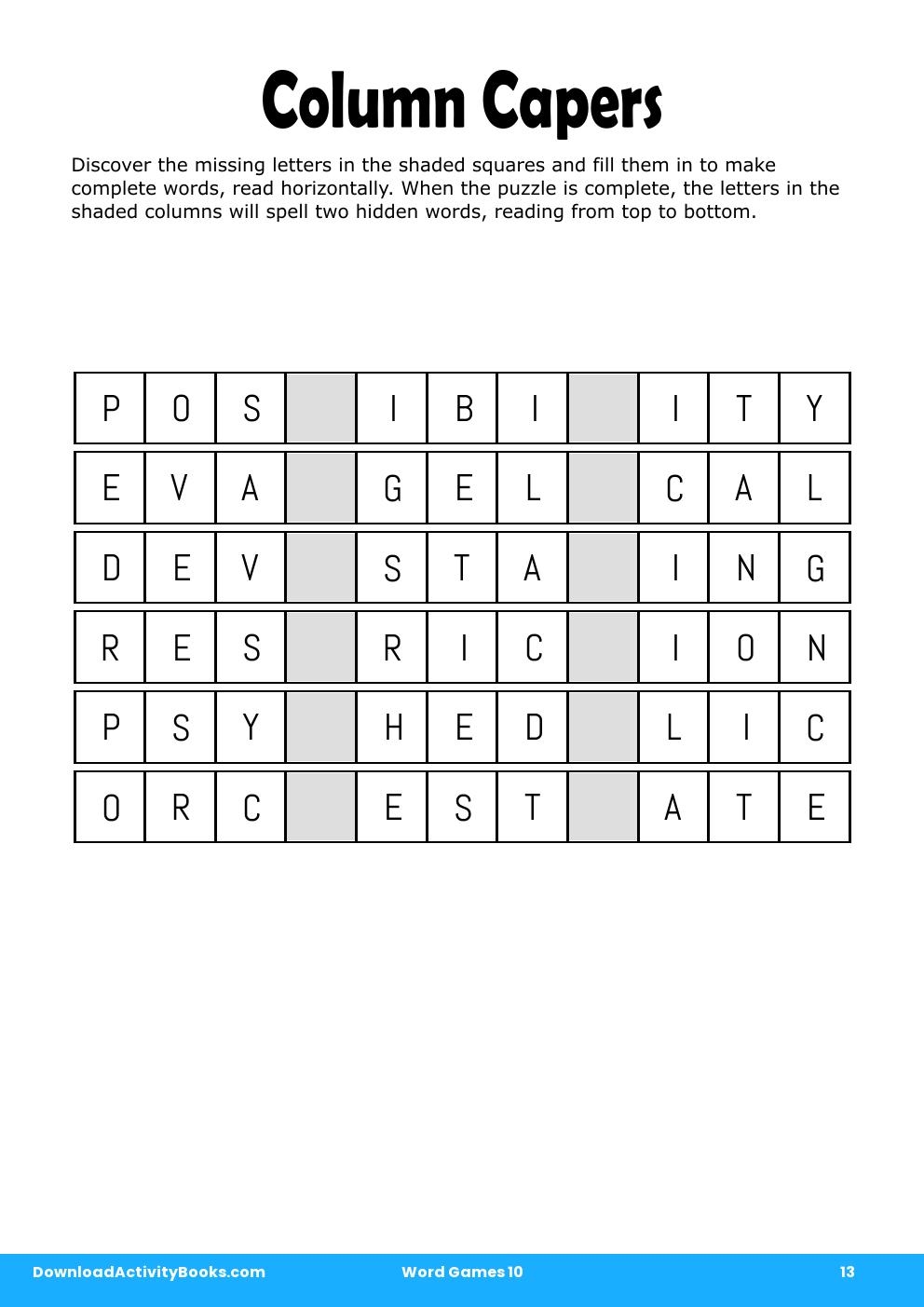 Column Capers in Word Games 10