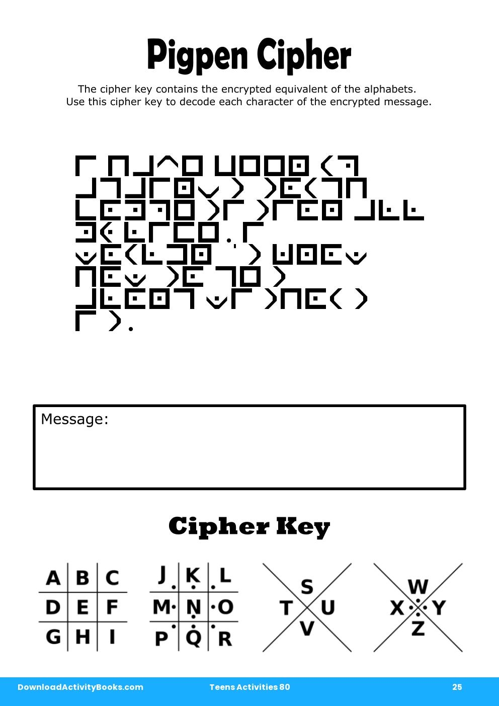 Pigpen Cipher in Teens Activities 80